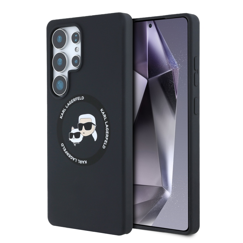Karl Lagerfeld Liquid Silicone K&CH Heads MagSafe Zadný Kryt pre Samsung Galaxy S25 Ultra Black