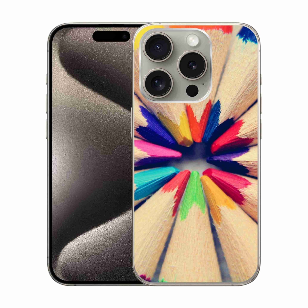 Gélový kryt mmCase na iPhone 15 Pro - pastelky