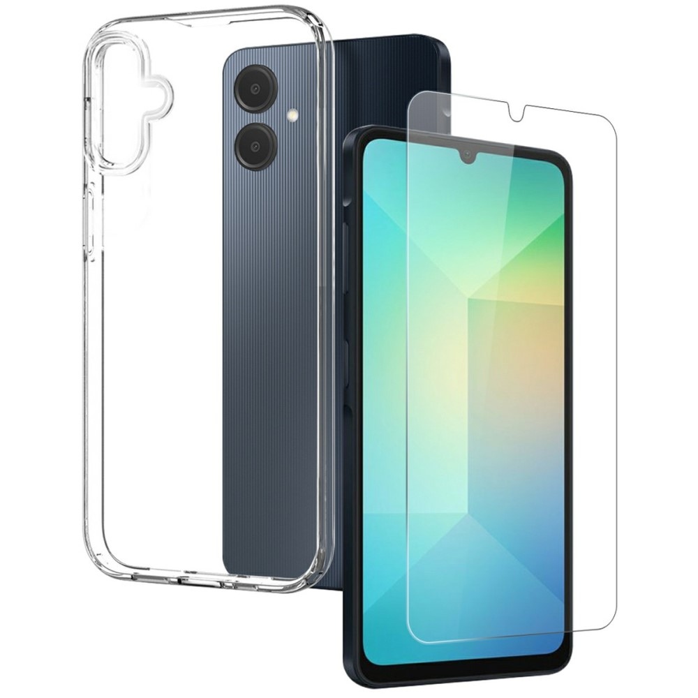NORTHJO priehľadný gélový obal + tvrdené sklo na Samsung Galaxy A06 - priehľadný