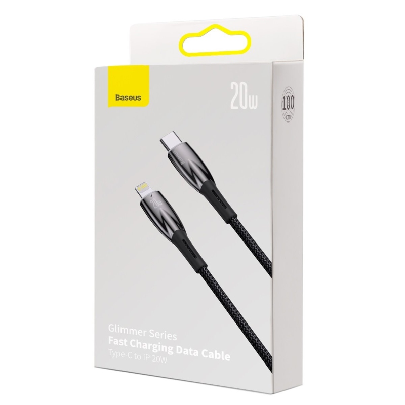 Baseus Glimmer Series Fast Charging Dátový Kábel USB-C - Lightning 20W 1m Black