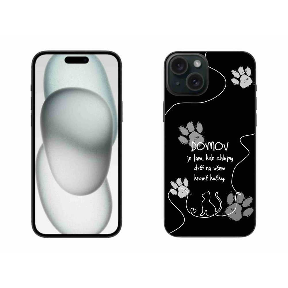 Gélový kryt mmCase na iPhone 15 Plus - mačacie motív čierne pozadie