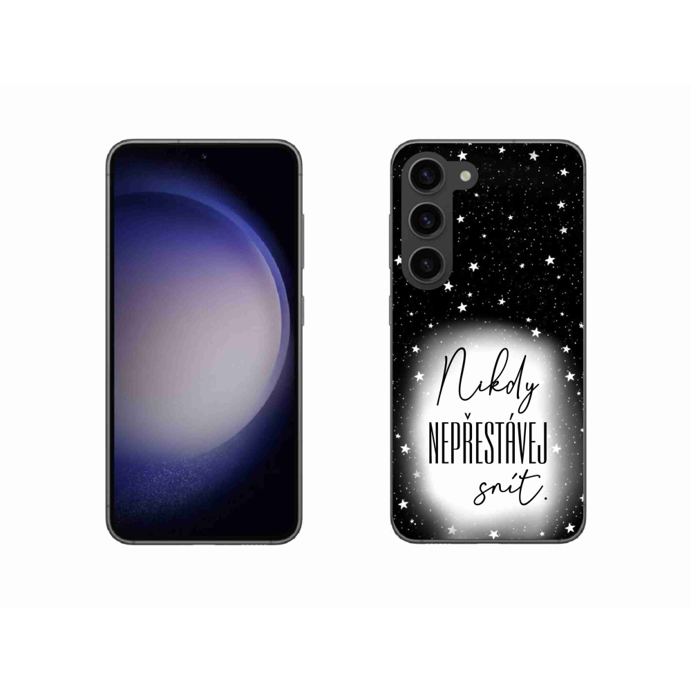 Gélový kryt mmCase na Samsung Galaxy S23 5G - citát 1 bieločierne pozadie