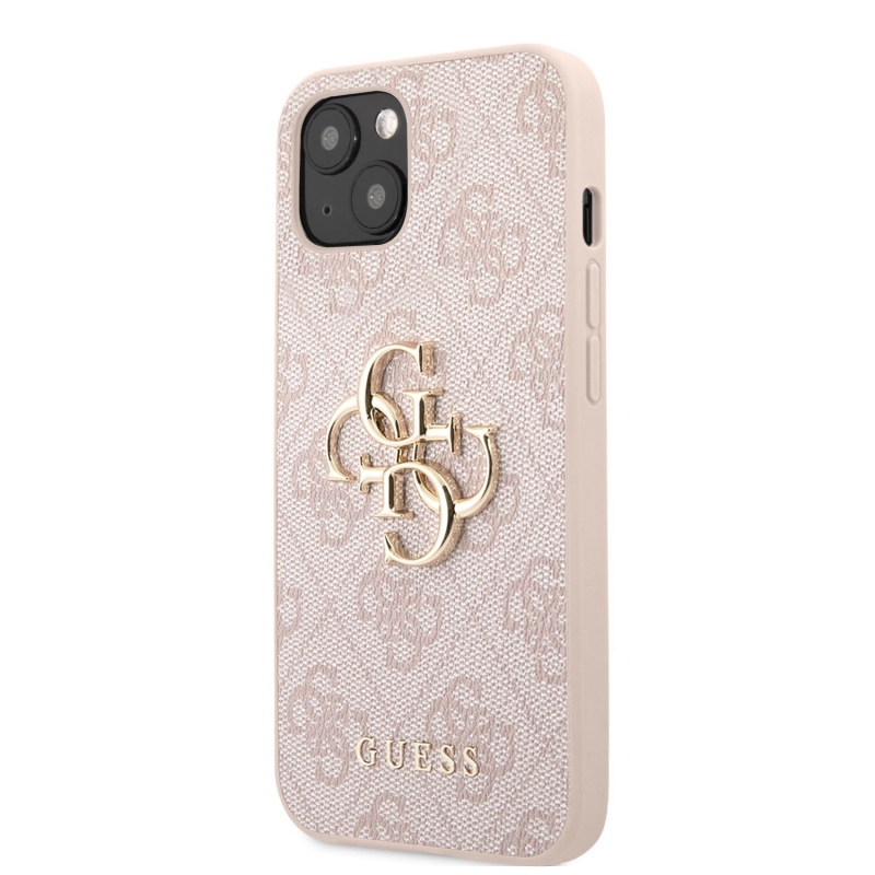 Guess PU 4G Metal Logo Zadný Kryt pre iPhone 13 Pink