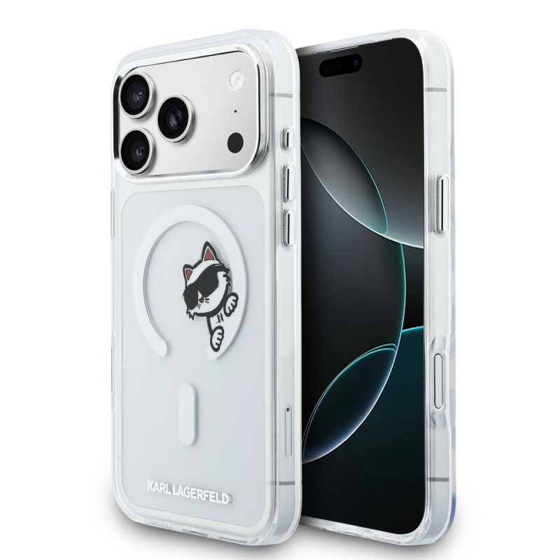 Karl Lagerfeld IML Choupette Peekaboo MagSafe Zadný kryt pre iPhone 17 Pro Max Transparent