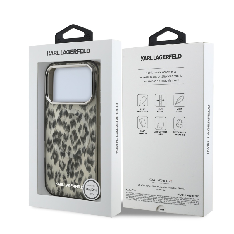 Karl Lagerfeld IML Leopard MagSafe zadný kryt pre iPhone 17 Pro Brown