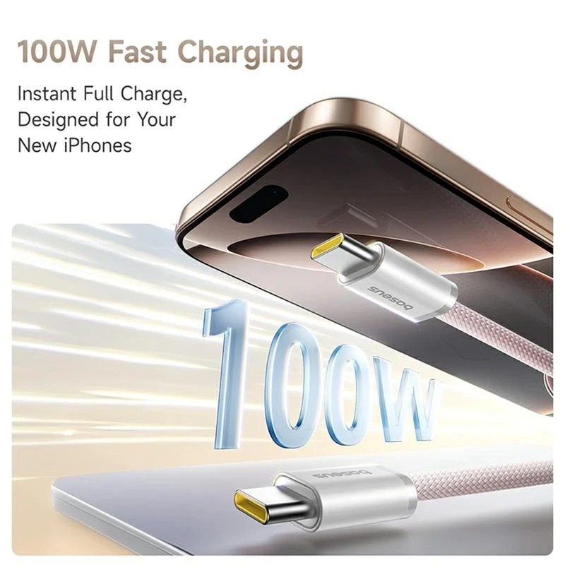 Baseus Dynamic 4 Pro Series Dátový kábel USB-C - USB-C 100W 1m Baby Pink