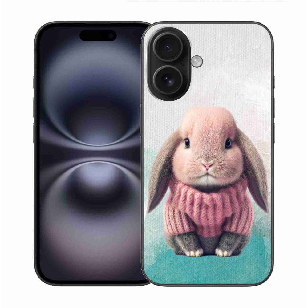 Gélový kryt mmCase na iPhone 16 - zajačik vo svetri