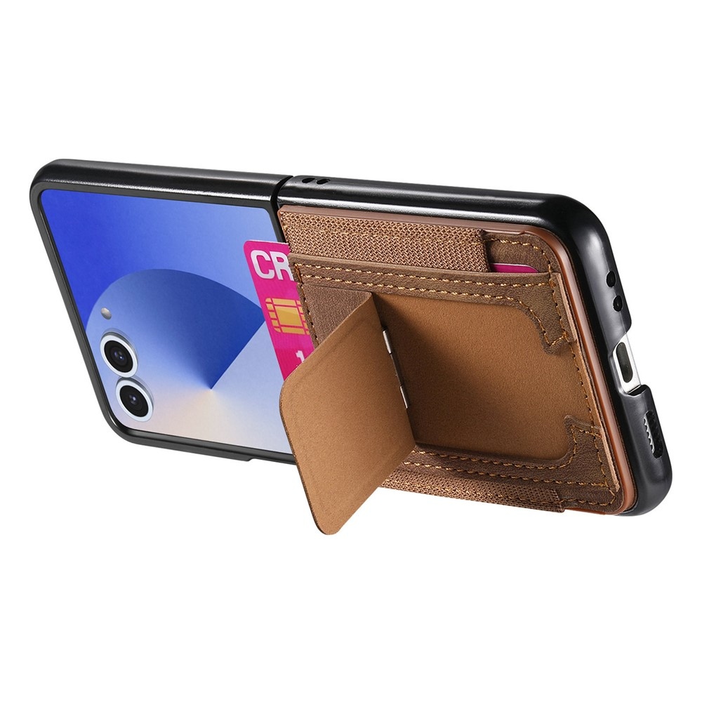 Luxurious plastový kryt s umelou kožou na Samsung Galaxy Z Flip7 5G - hnedý