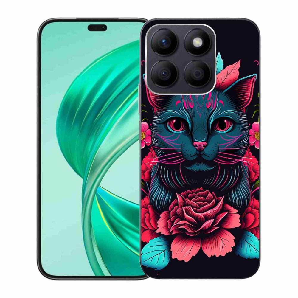 Gélový kryt mmCase na Honor X8b - kvety a mačka