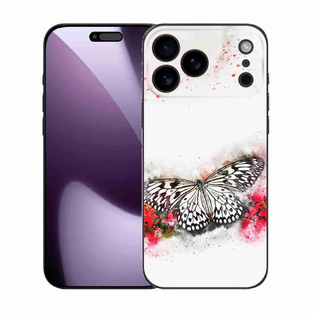 Gélový kryt mmCase na iPhone 17 Pro Max - čiernobiely motýľ
