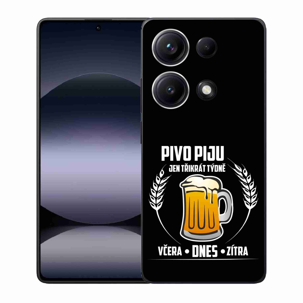 Gélový kryt mmCase na Xiaomi Redmi Note 14S - pivný motív čierne pozadie