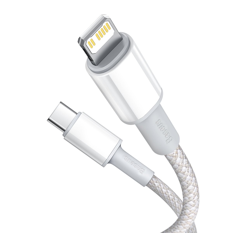 Baseus High Density Braided Series Fast Charging Dátový Kábel USB-C - Lighting 20W 1m White