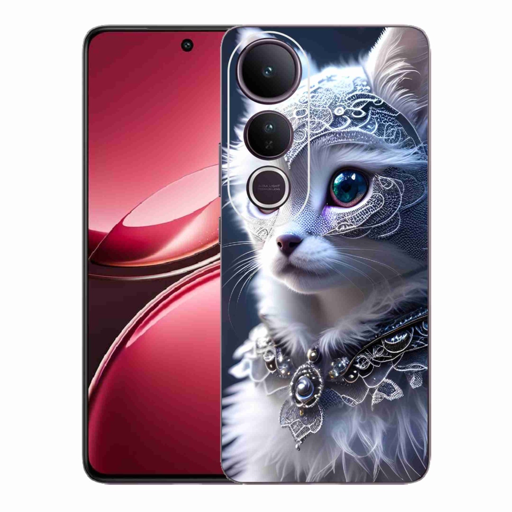 Gélový kryt mmCase na Vivo V50 Lite 4G/5G - biela mačka
