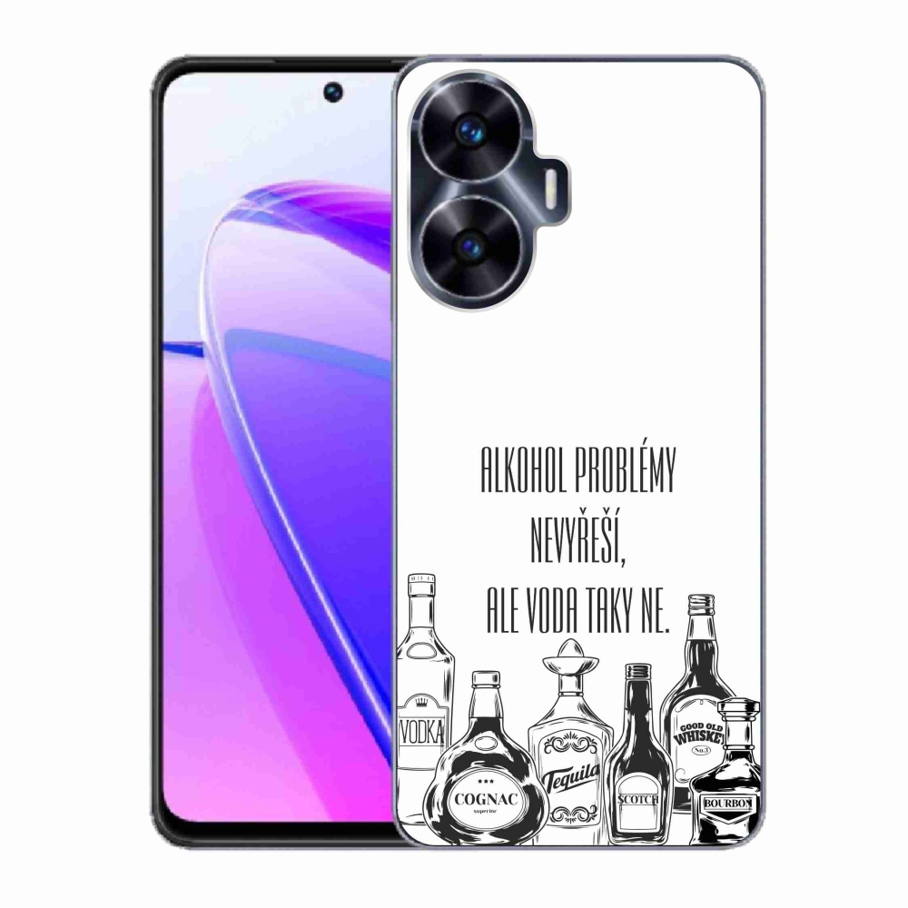 Gélový kryt mmCase na Realme C55 - vtipný text biele pozadie