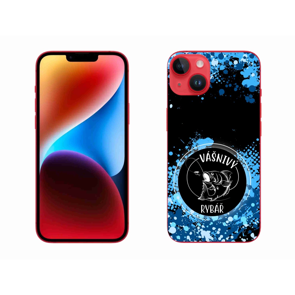 Gélový kryt mmCase na iPhone 14 Plus - vášnivý rybár čierne pozadie