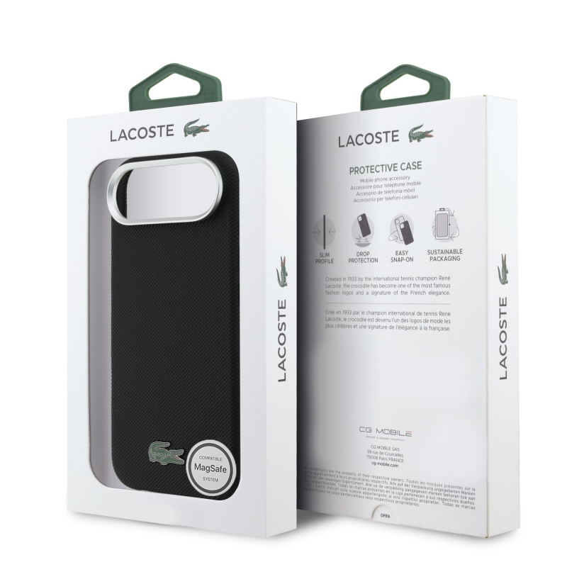 Lacoste Iconic Petit Pique Metal Logo MagSafe zadný kryt pre iPhone Air Black