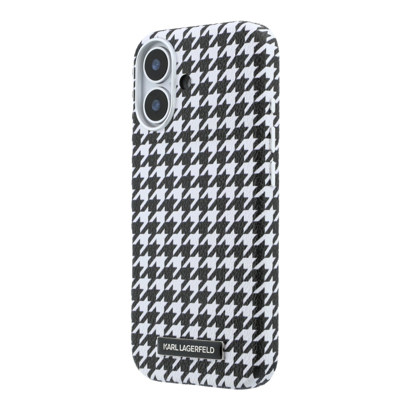 Karl Lagerfeld PU Houndstooth Resin Plate Zadný kryt MagSafe pre iPhone 17 Black
