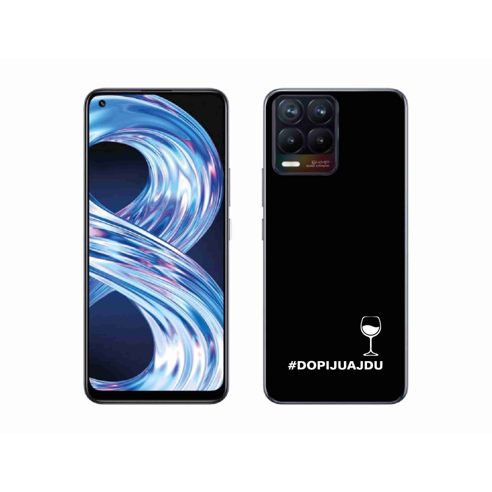 Gélový kryt mmCase na Realme 8 4G - vínny motív čierne pozadie