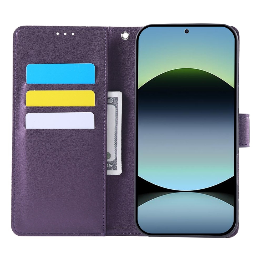 Rose knižkové púzdro na Xiaomi Poco M7 Pro 5G/Note 14 5G - tmavofialové