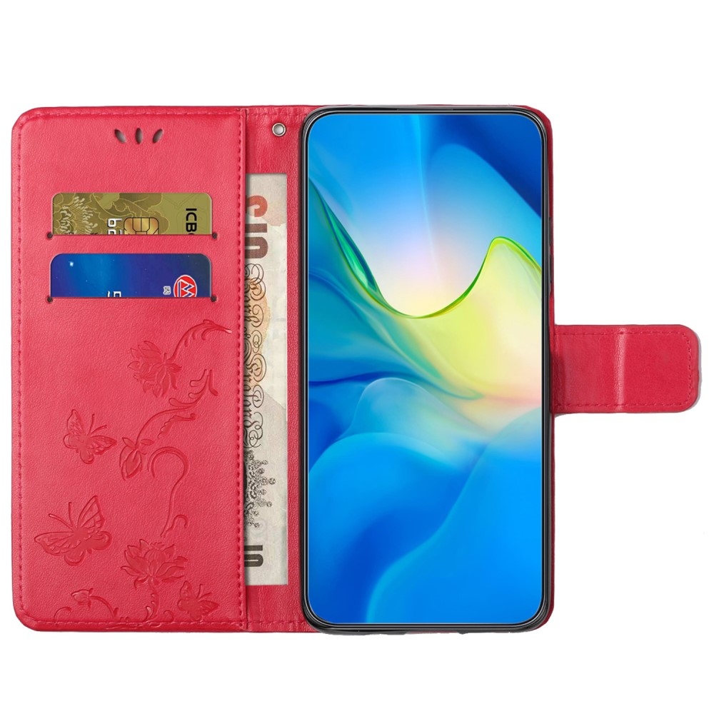 Flower knižkové puzdro na Xiaomi Redmi 12 4G/5G - červené