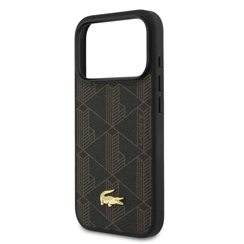 Lacoste PVC Blend MagSafe zadný kryt + peňaženka pre iPhone 17 Pro Brown