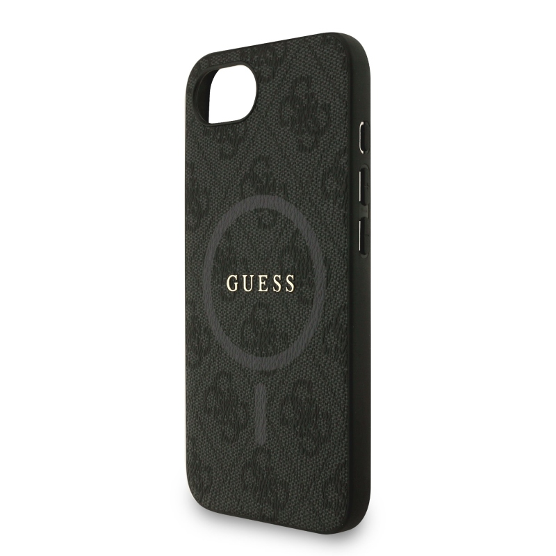 Guess PU Leather 4G Colored Ring Strap MagSafe Zadný Kryt pre iPhone 16e Black