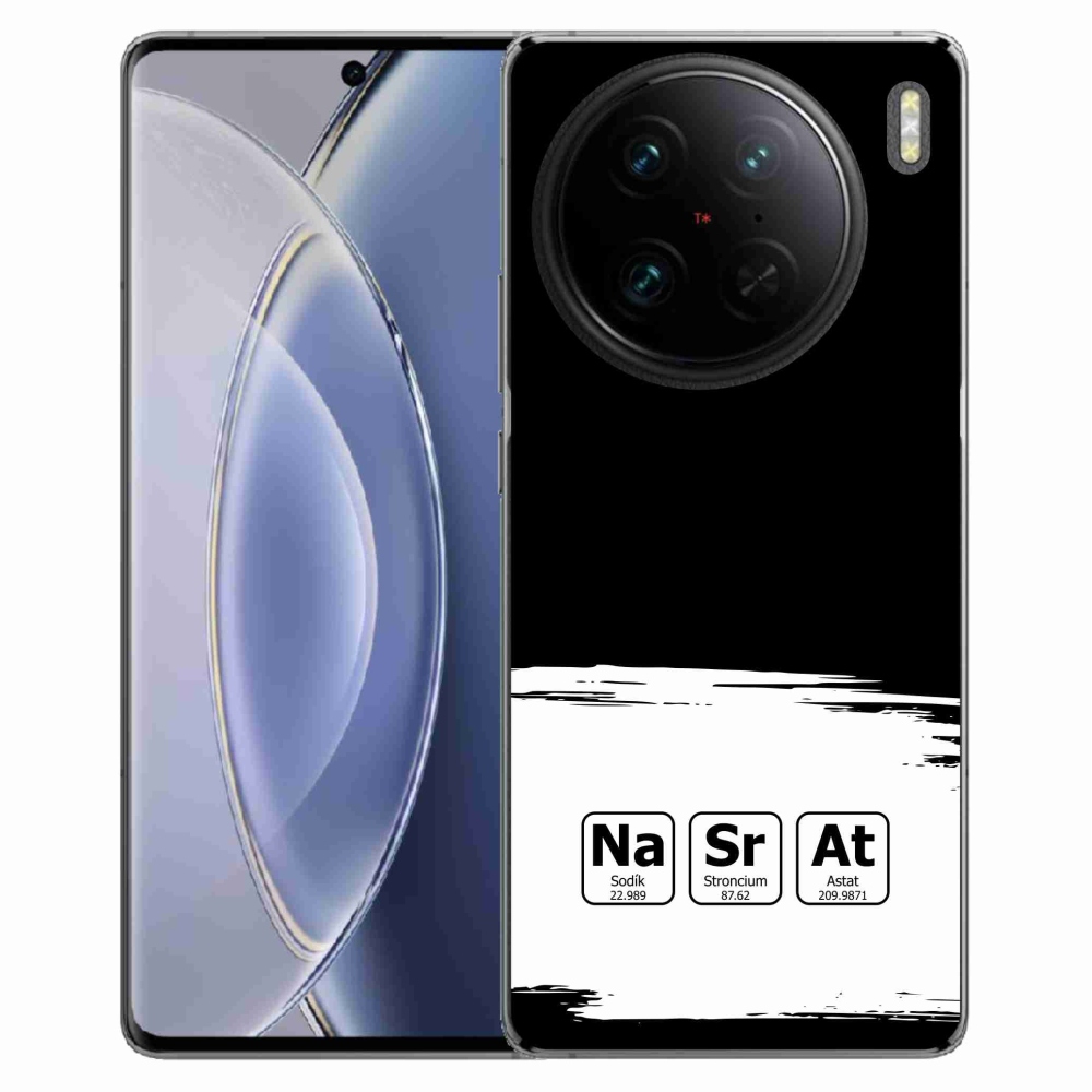 Gélový kryt mmCase na Vivo X90 Pro - chemické prvky bieločierne pozadie