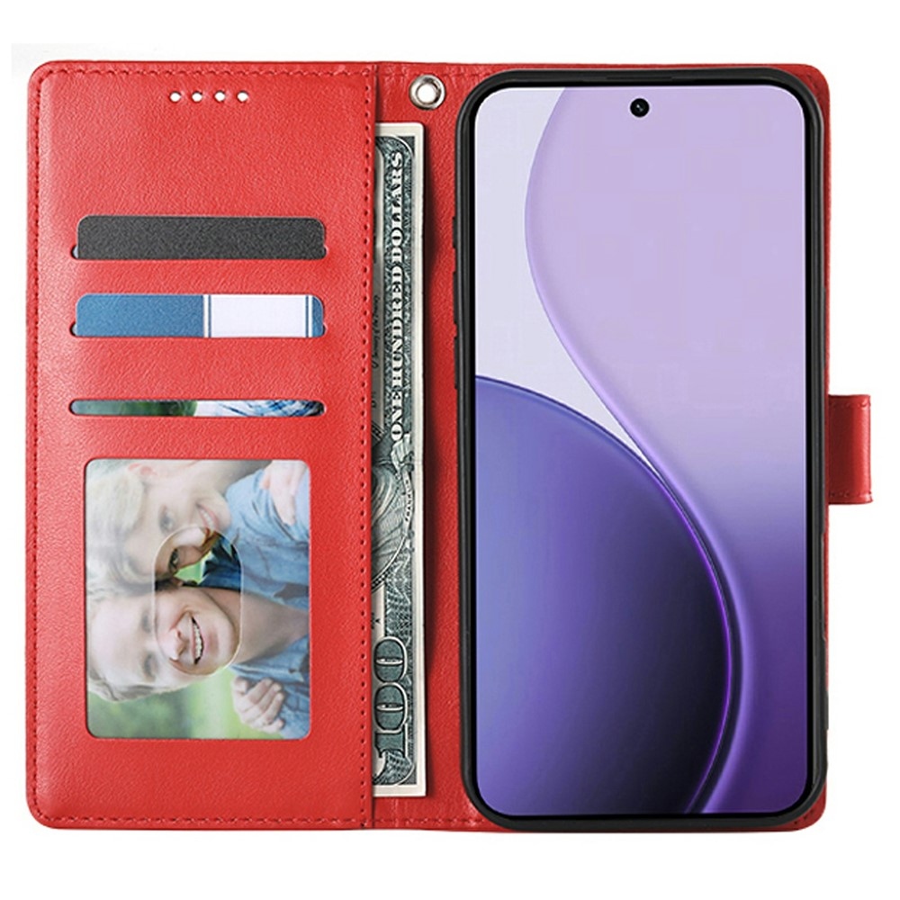 Flowery knižkové púzdro na Xiaomi Redmi 15 5G (169mm) - červené
