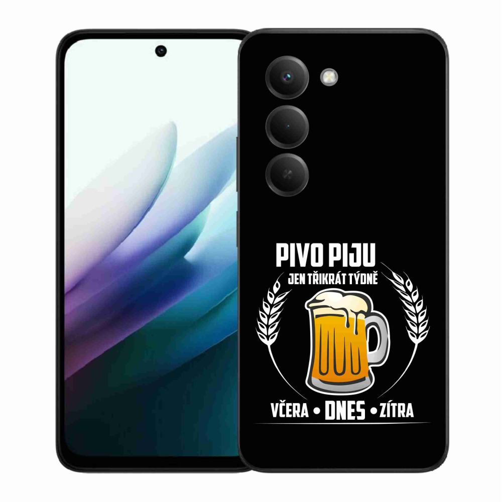 Gélový kryt mmCase na Xiaomi Redmi 15 4G/5G (171mm) - pivný motív čierne pozadie