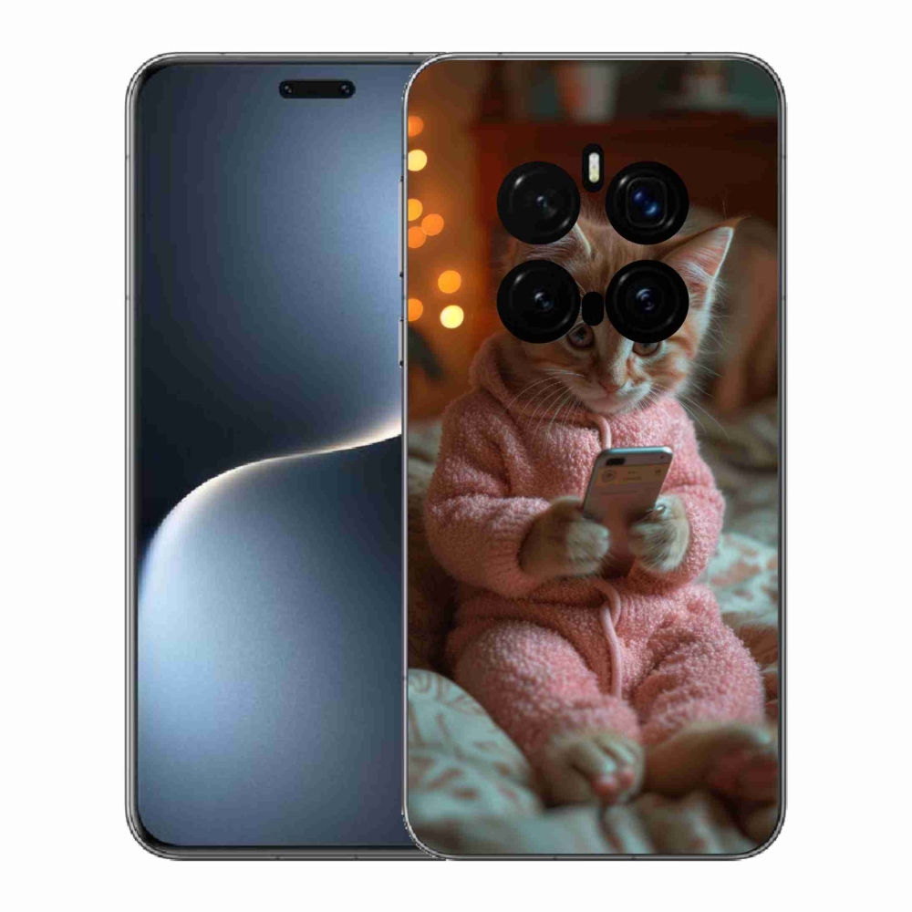 Gélový kryt mmCase na Honor Magic 7 Pro 5G - mačiatko s mobilom