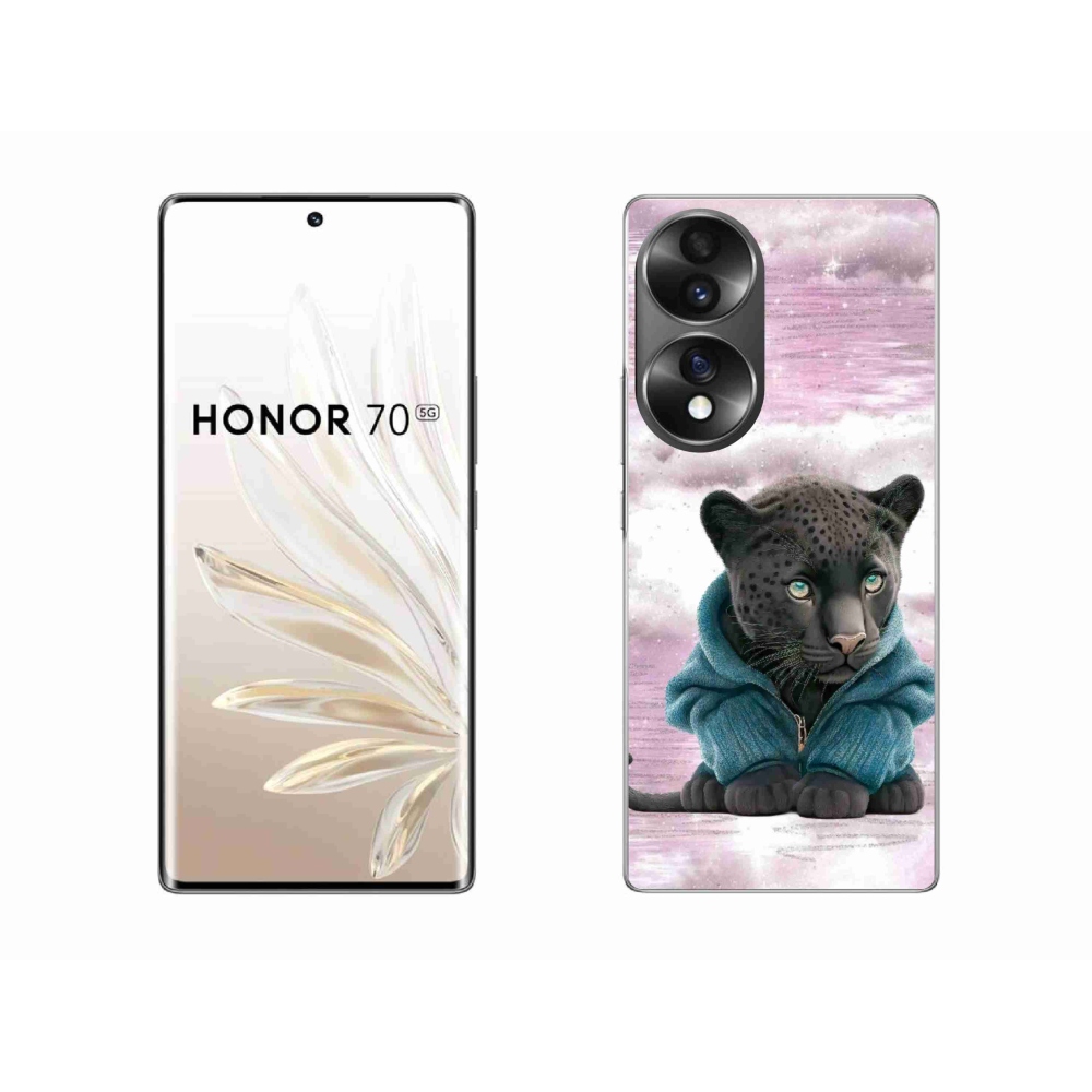 Gélový kryt mmCase na Honor 70 - čierny panter vo svetri