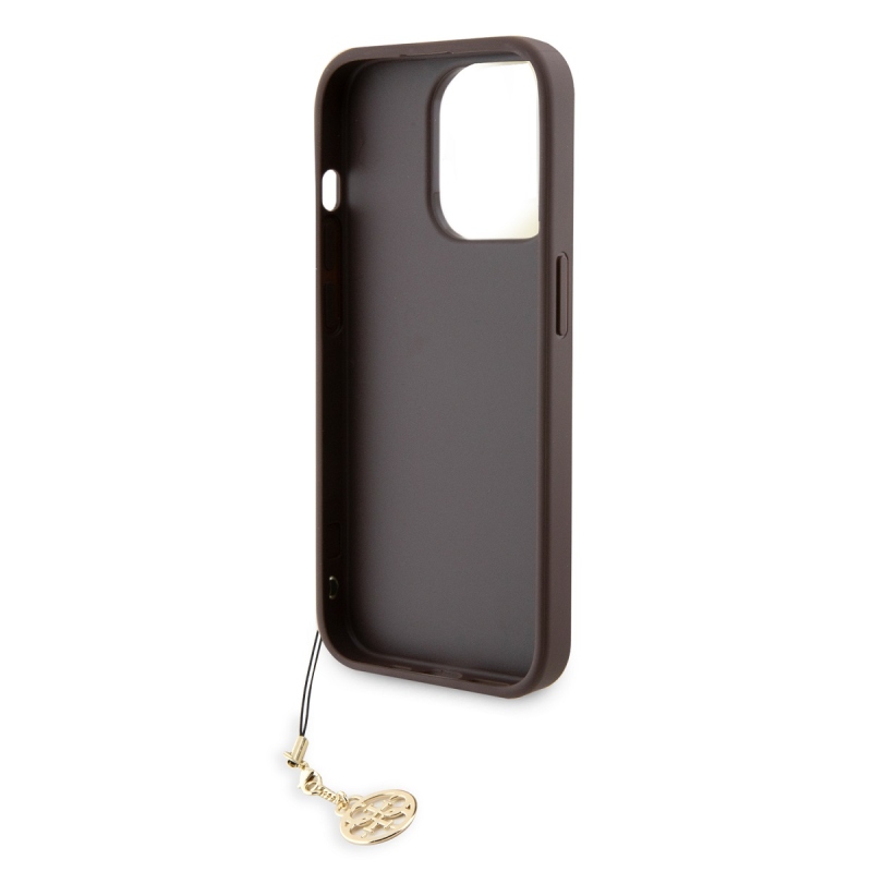 Guess 4G Charm Zadný Kryt pre iPhone 15 Pro Tone on Tone Brown