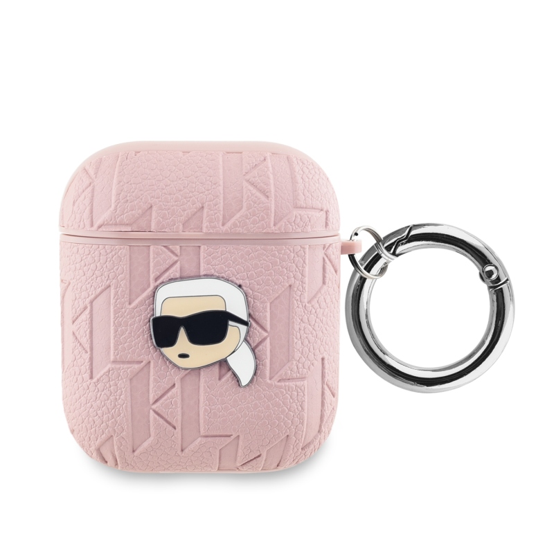 Karl Lagerfeld PU Embossed Karl Head Puzdro pre AirPods 1/2 Pink