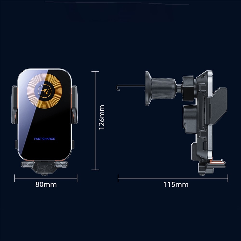 X15 bezdrôtová nabíjačka do auta s držiakom do ventilácie 15 W - strieborná metalická