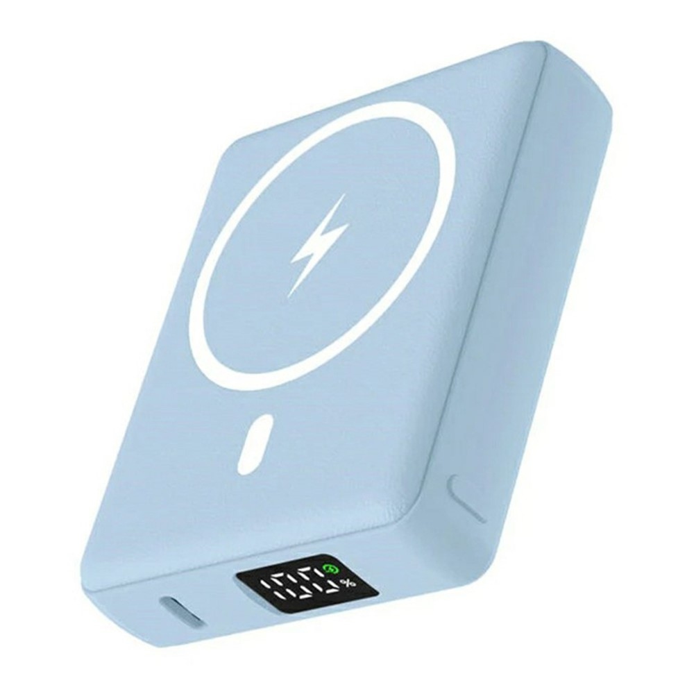 E42A Magnetická powerbanka 10000 mAh s bezdrôtovým nabíjaním - modrá