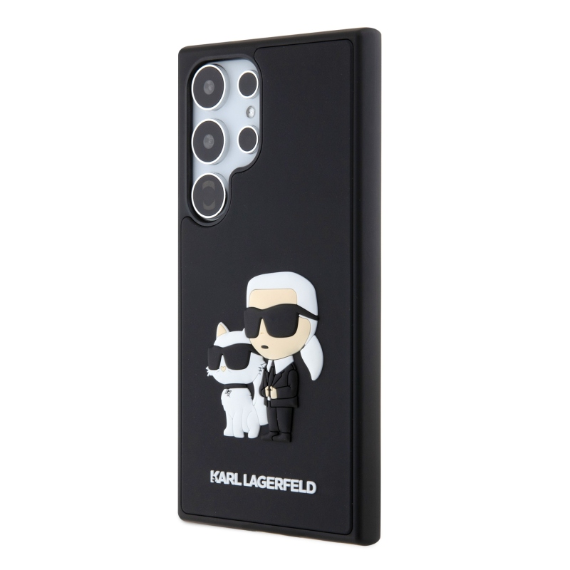 Karl Lagerfeld 3D gumový zadný kryt Karl and Choupette pre Samsung Galaxy S24 Ultra Black