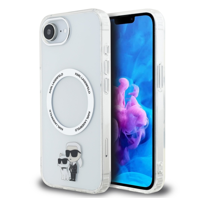 Karl Lagerfeld IML Karl and Choupette MagSafe Zadný Kryt pre iPhone 16e Transparent