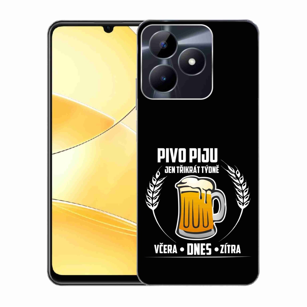 Gélový kryt mmCase na Realme C51/C53 - pivný motív čierne pozadie