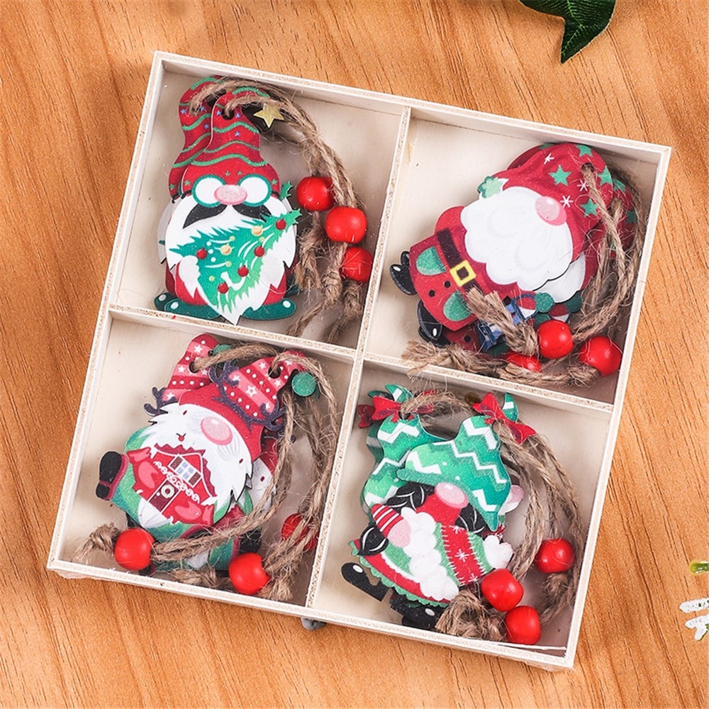 Závesná kolekcia drevených zimných škriatkov 12 ks - varianta 7