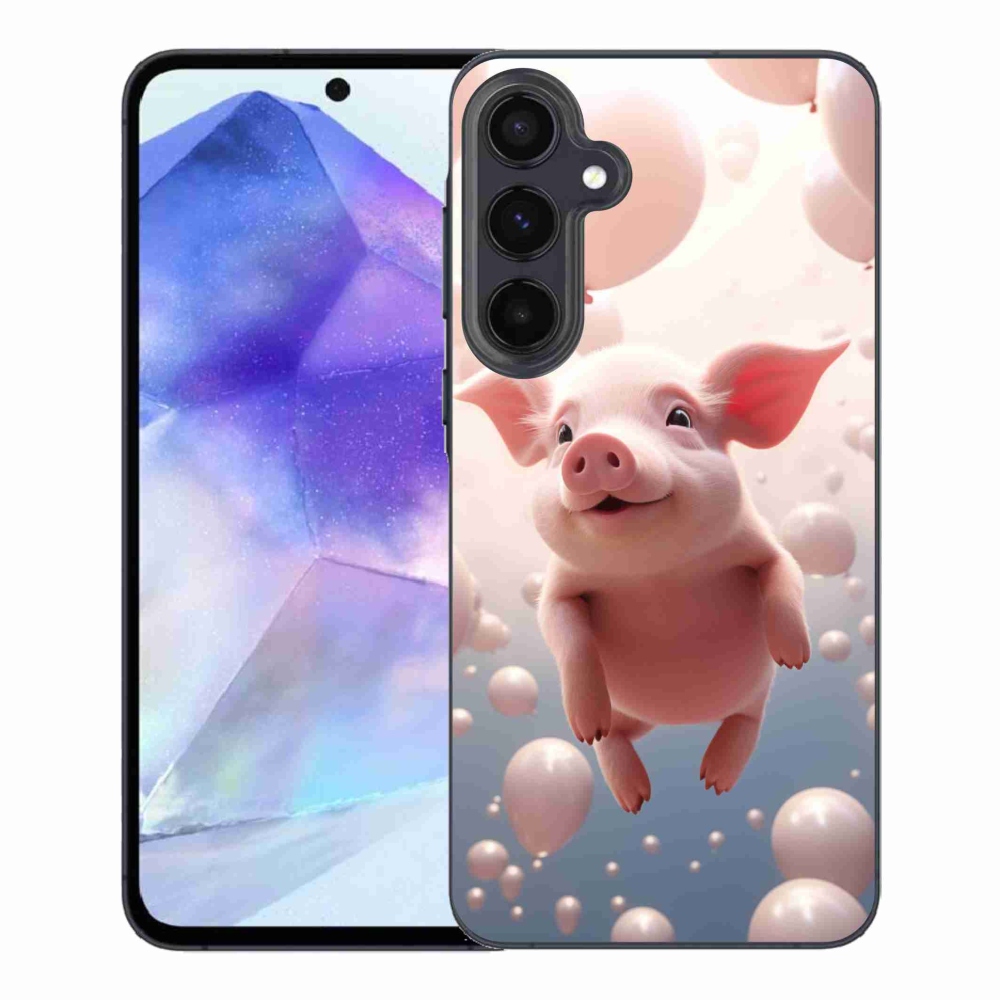 Gélový kryt mmCase na Samsung Galaxy A55 5G - prasiatko s balónikmi