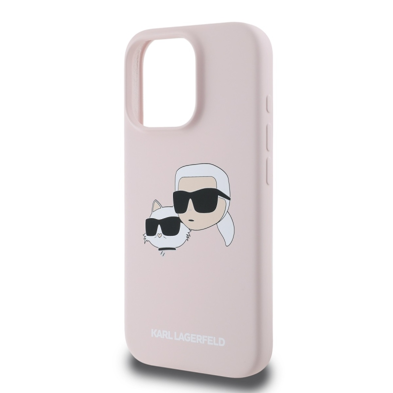 Karl Lagerfeld Liquid Silicone Double Heads MagSafe Zadný Kryt pre iPhone 16 Pro Pink