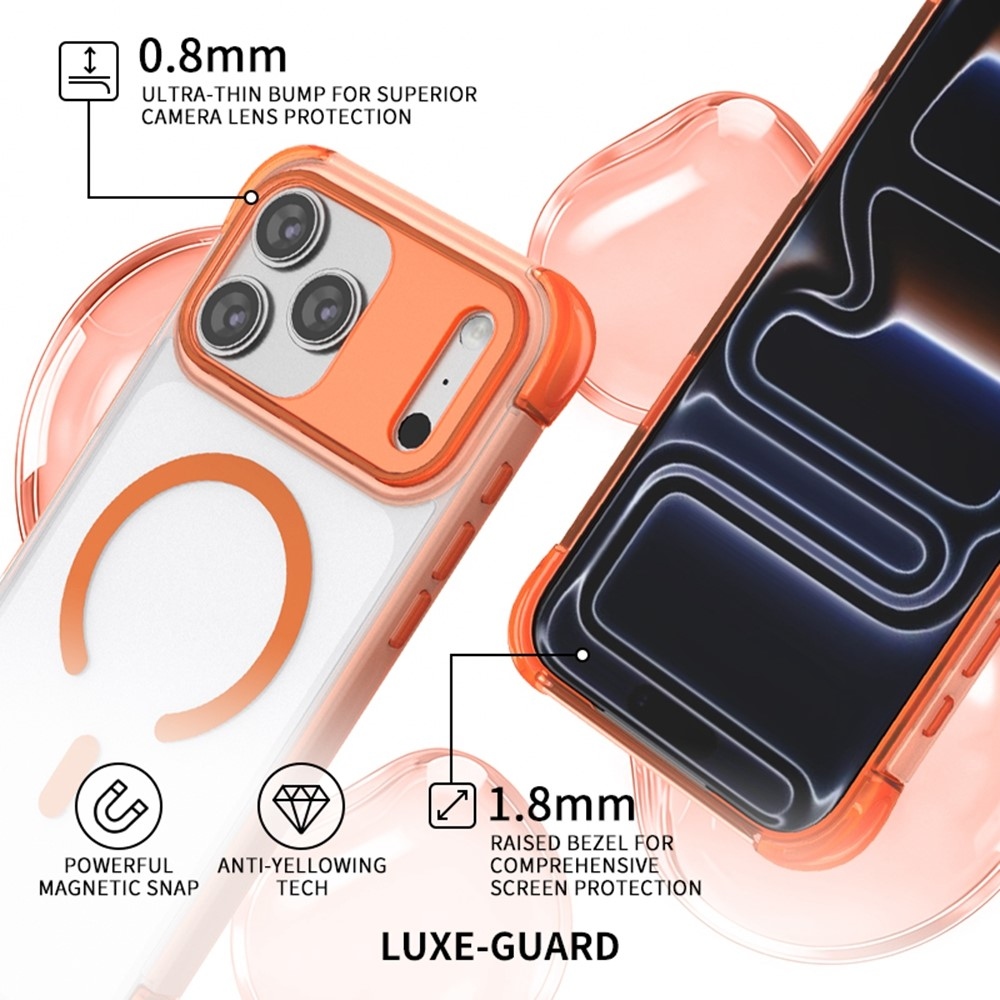 Outer gélový obal s pevným chrbtom a MagSafe na mobil iPhone 18 Pro Max/17 Pro Max - oranžový