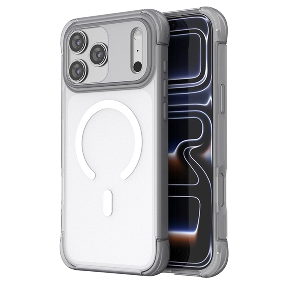 Outer gélový obal s pevným chrbtom a MagSafe na mobil iPhone 18 Pro Max/17 Pro Max - šedý+biely