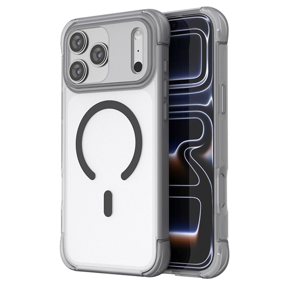 Outer gélový obal s pevným chrbtom a MagSafe na mobil iPhone 18 Pro Max/17 Pro Max - šedý+čierny