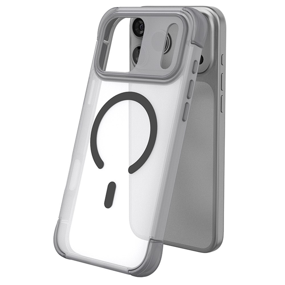 Outer gélový obal s pevným chrbtom a MagSafe na mobil iPhone 18 Pro Max/17 Pro Max - šedý+čierny