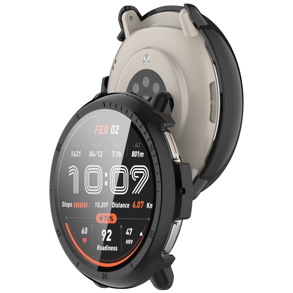 Overall plastové nasadzovacie puzdro s ochranným sklom na Amazfit Active 2 - čierne