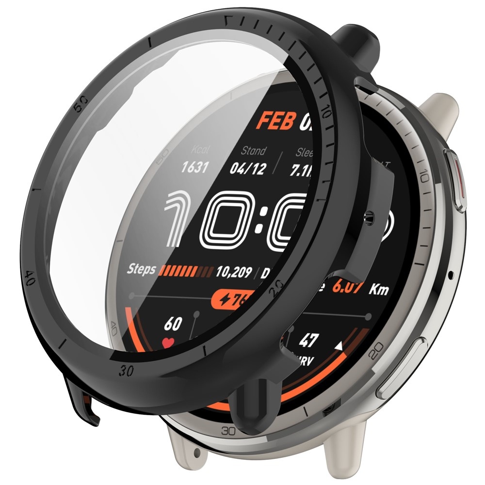 Overall plastové nasadzovacie puzdro s ochranným sklom na Amazfit Active 2 - čierne