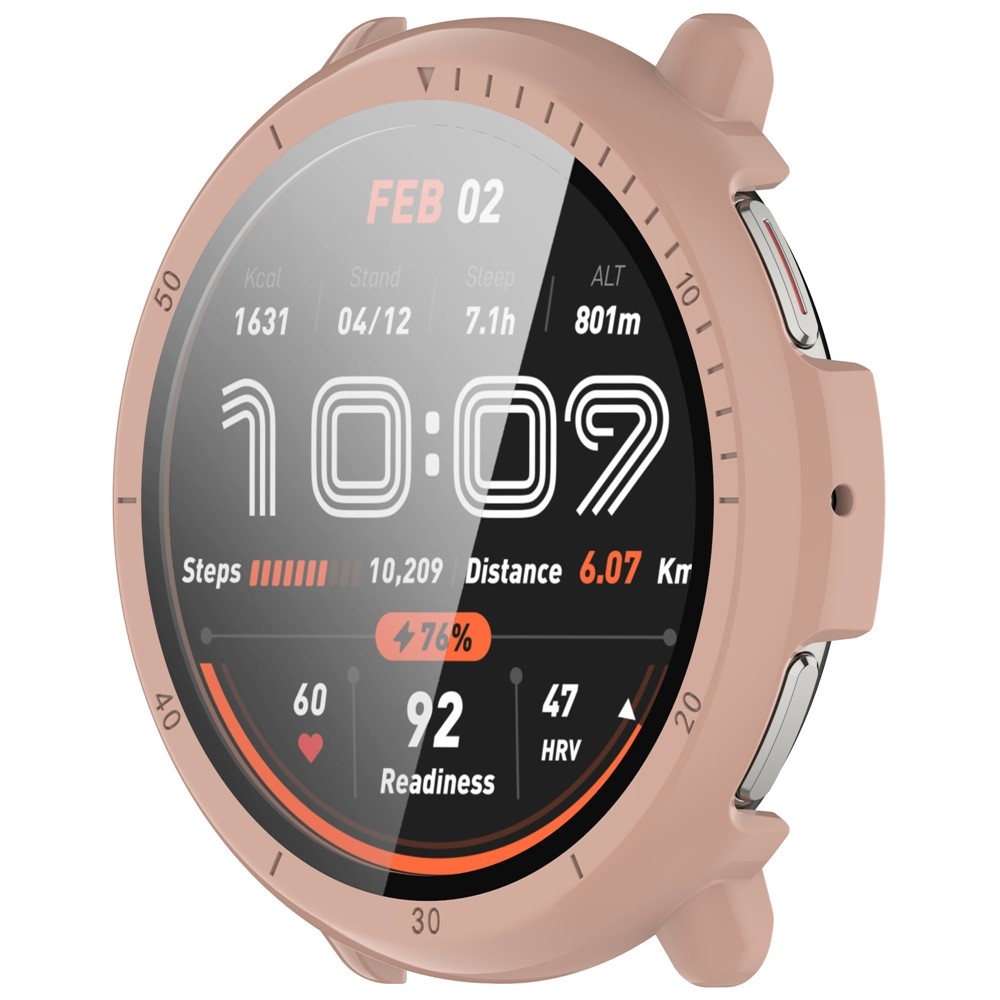 Overall plastové nasadzovacie puzdro s ochranným sklom na Amazfit Active 2 - ružové