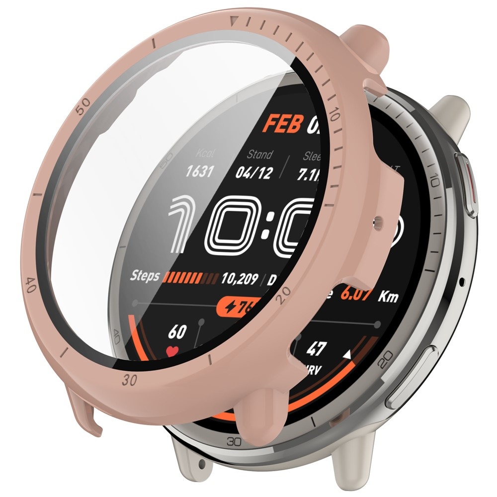 Overall plastové nasadzovacie puzdro s ochranným sklom na Amazfit Active 2 - ružové