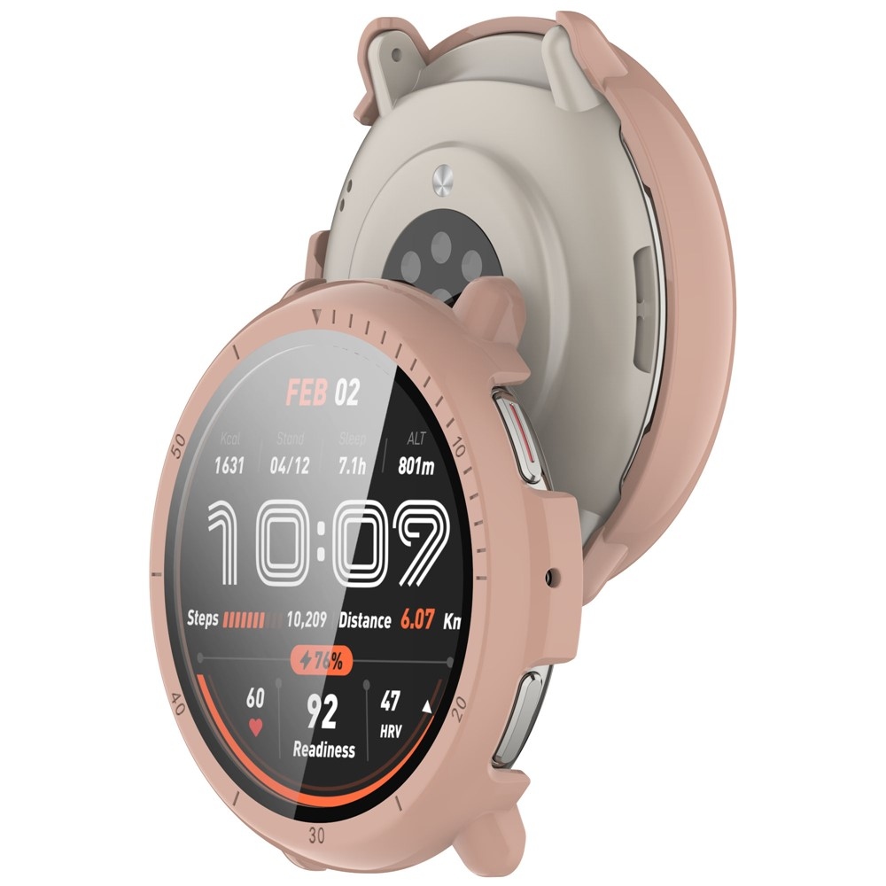 Overall plastové nasadzovacie puzdro s ochranným sklom na Amazfit Active 2 - ružové